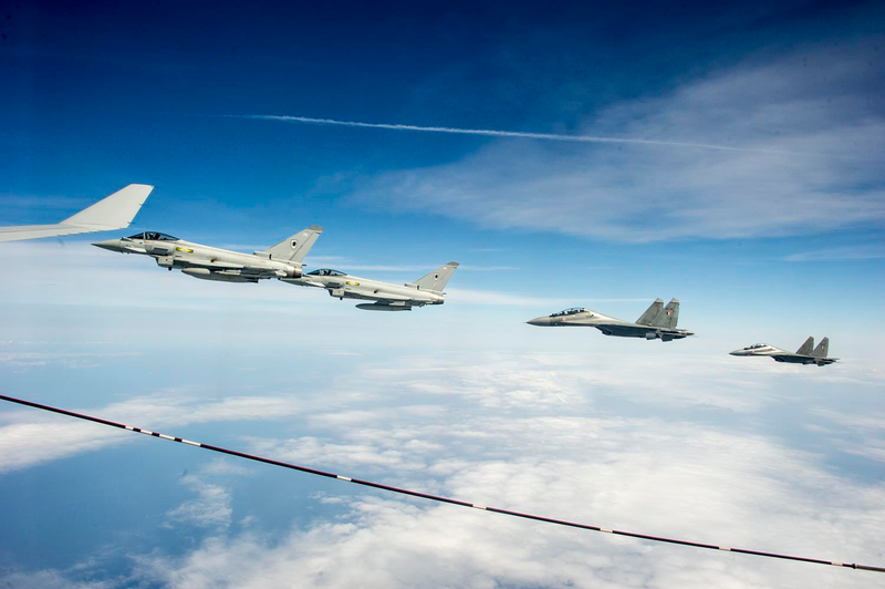 Illustration for article titled Photos: India's Su-30MKI Flankers Sparred With Royal Air Force Typhoons